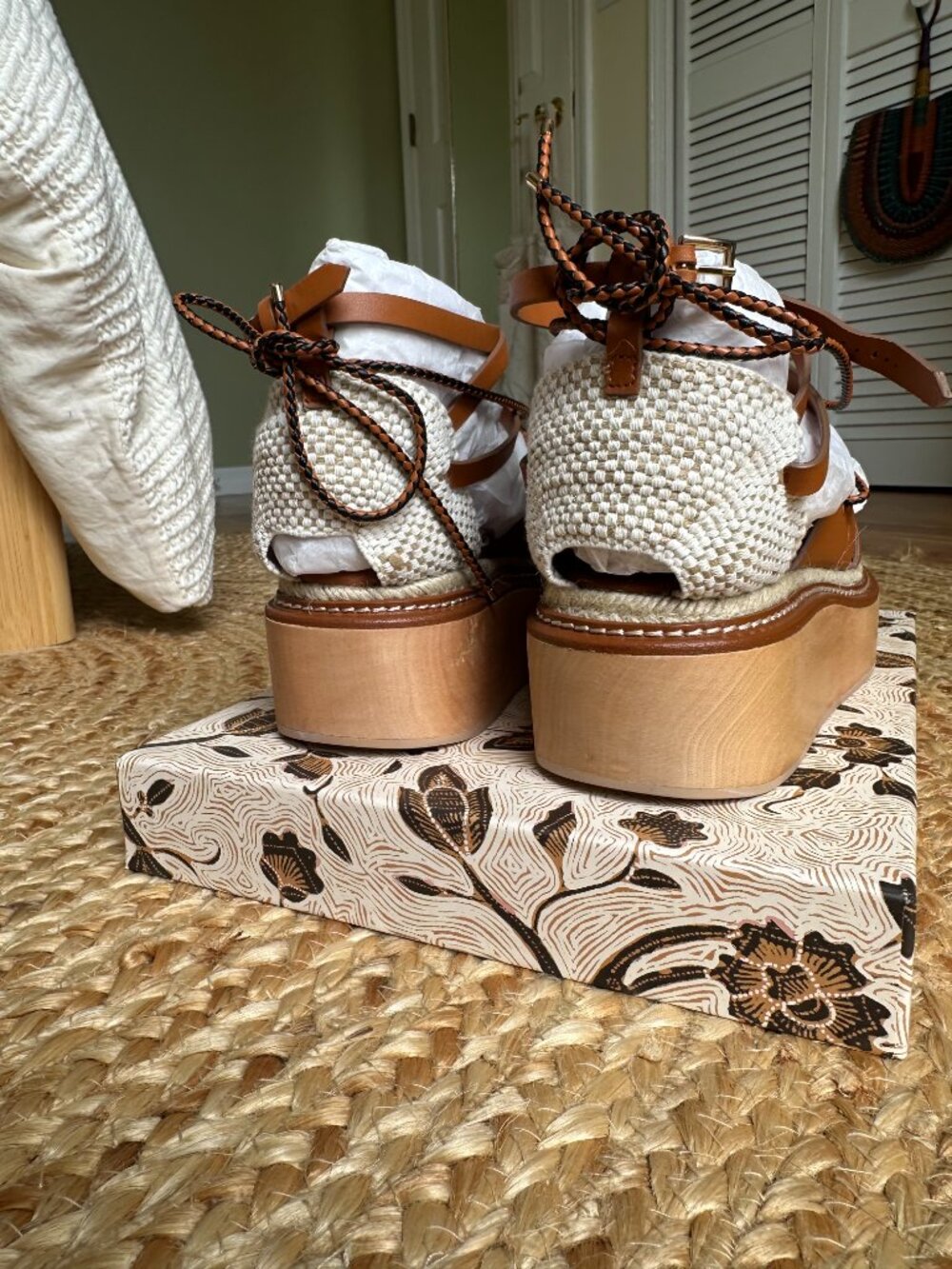 Ulla Johnson Salinas Flatform Espadrille Cognac Size 38 NWT/Never Worn - Picture 5 of 6